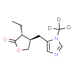 ChemSpider 2D Image | (3R,4R)-3-Ethyl-4-{[1-(~2~H_3_)methyl-1H-imidazol-5-yl]methyl}dihydro-2(3H)-furanone | C11H13D3N2O2