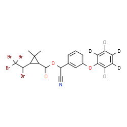 ChemSpider 2D Image | Cyano{3-[(~2~H_5_)phenyloxy]phenyl}methyl 2,2-dimethyl-3-(1,2,2,2-tetrabromoethyl)cyclopropanecarboxylate | C22H14D5Br4NO3