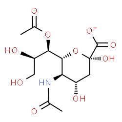 ChemSpider 2D Image | (6R)-5-Acetamido-6-[(1R,2R)-1-acetoxy-2,3-dihydroxypropyl]-3,5-dideoxy-beta-L-threo-hex-2-ulopyranosonate | C13H20NO10