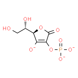 ChemSpider 2D Image | (5R)-5-[(1S)-1,2-Dihydroxyethyl]-4-oxido-2-oxo-2,5-dihydro-3-furanyl phosphate (non-preferred name) | C6H6O9P