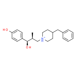 ChemSpider 2D Image | 4-Benzyl-1-[(2S,3R)-3-hydroxy-3-(4-hydroxyphenyl)-2-methylpropyl]piperidinium | C22H30NO2