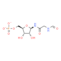 ChemSpider 2D Image | N-(N-Formylglycyl)-5-O-phosphonato-beta-D-ribofuranosylamine | C8H13N2O9P