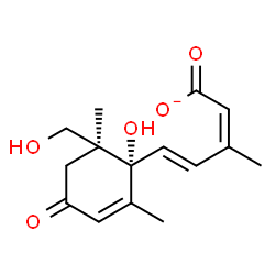 ChemSpider 2D Image | (2Z,4E)-5-[(1R,6S)-1-Hydroxy-6-(hydroxymethyl)-2,6-dimethyl-4-oxo-2-cyclohexen-1-yl]-3-methyl-2,4-pentadienoate | C15H19O5