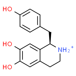 ChemSpider 2D Image | (1R)-6,7-Dihydroxy-1-(4-hydroxybenzyl)-1,2,3,4-tetrahydroisoquinolinium | C16H18NO3