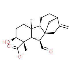 ChemSpider 2D Image | (1alpha,2beta,4aalpha,4bbeta,10beta)-10-Formyl-2-hydroxy-1,4a-dimethyl-8-methylenegibbane-1-carboxylate | C20H27O4