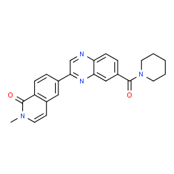 ChemSpider 2D Image | 2-Methyl-6-[7-(1-piperidinylcarbonyl)-2-quinoxalinyl]-1(2H)-isoquinolinone | C24H22N4O2