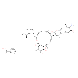 ChemSpider 2D Image | (1'R,2S,4'S,5R,6R,8'R,10'Z,12'S,13'S,14'Z,20'S,21'R,24'S)-6-[(2S)-2-Butanyl]-21',24'-dihydroxy-5,11',13',22'-tetramethyl-2'-oxo-5,6-dihydrospiro[pyran-2,6'-[3,7,19]trioxatetracyclo[15.6.1.1~4,8~.0~20,
24~]pentacosa[10,14,16,22]tetraen]-12'-yl 2,6-dideoxy-3-O-methyl-4-O-[2,4,6-trideoxy-3-O-methyl-4-(methylamino)-alpha-L-arabino-hexopyranosyl]-alpha-L-arabino-hexopyranoside benzoate (1:1) | C56H81NO15