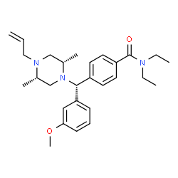 ChemSpider 2D Image | 4-[(R)-[(2S,5S)-4-Allyl-2,5-dimethyl-1-piperazinyl](3-methoxyphenyl)methyl]-N,N-diethylbenzamide | C28H39N3O2
