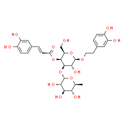 ChemSpider 2D Image | 2-(3,4-Dihydroxyphenyl)ethyl 3-O-(6-deoxy-alpha-L-glucopyranosyl)-4-O-[(2E)-3-(3,4-dihydroxyphenyl)-2-propenoyl]-beta-D-galactopyranoside | C29H36O15