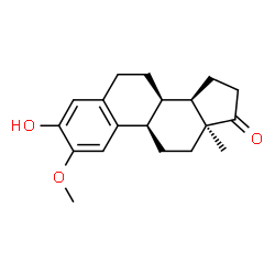 ChemSpider 2D Image | (9beta,14beta)-3-Hydroxy-2-methoxyestra-1,3,5(10)-trien-17-one | C19H24O3