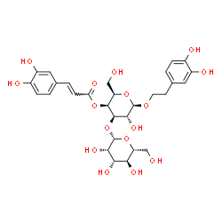 ChemSpider 2D Image | 2-(3,4-Dihydroxyphenyl)ethyl 4-O-[(2E)-3-(3,4-dihydroxyphenyl)-2-propenoyl]-3-O-beta-D-mannopyranosyl-beta-D-galactopyranoside | C29H36O16
