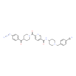 ChemSpider 2D Image | 6-{[4-(4-Azidobenzoyl)-1-piperidinyl]carbonyl}-N-[1-(4-cyanobenzyl)-4-piperidinyl]nicotinamide | C32H32N8O3
