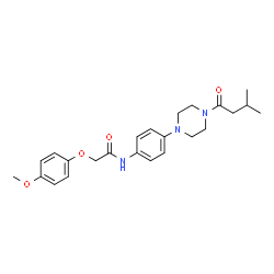 ChemSpider 2D Image | 2-(4-Methoxyphenoxy)-N-{4-[4-(3-methylbutanoyl)-1-piperazinyl]phenyl}acetamide | C24H31N3O4
