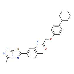 ChemSpider 2D Image | 2-(4-Cyclohexylphenoxy)-N-[2-methyl-5-(3-methyl[1,2,4]triazolo[3,4-b][1,3,4]thiadiazol-6-yl)phenyl]acetamide | C25H27N5O2S
