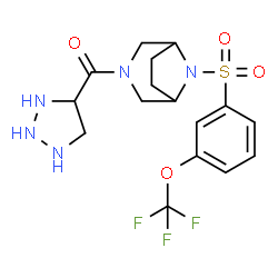 ChemSpider 2D Image | 1,2,3-Triazolidin-4-yl(8-{[3-(trifluoromethoxy)phenyl]sulfonyl}-3,8-diazabicyclo[3.2.1]oct-3-yl)methanone | C16H20F3N5O4S