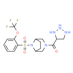 ChemSpider 2D Image | 1,2,3-Triazolidin-4-yl(8-{[2-(trifluoromethoxy)phenyl]sulfonyl}-3,8-diazabicyclo[3.2.1]oct-3-yl)methanone | C16H20F3N5O4S