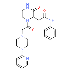 ChemSpider 2D Image | 2-(3-Oxo-1-{[4-(2-pyridinyl)-1-piperazinyl]acetyl}-2-piperazinyl)-N-phenylacetamide | C23H28N6O3