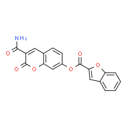 ChemSpider 2D Image | 3-Carbamoyl-2-oxo-2H-chromen-7-yl 1-benzofuran-2-carboxylate | C19H11NO6