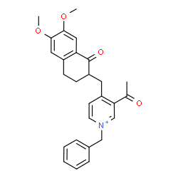 ChemSpider 2D Image | 3-Acetyl-1-benzyl-4-[(6,7-dimethoxy-1-oxo-1,2,3,4-tetrahydro-2-naphthalenyl)methyl]pyridinium | C27H28NO4