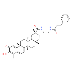 ChemSpider 2D Image | (2R,4aS,6aS,12bR,14aS,14bR)-10-Hydroxy-2,4a,6a,9,12b,14a-hexamethyl-11-oxo-N-{2-[(3-phenylpropanoyl)amino]ethyl}-1,2,3,4,4a,5,6,6a,11,12b,13,14,14a,14b-tetradecahydro-2-picenecarboxamide | C40H52N2O4