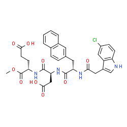 ChemSpider 2D Image | (4S)-4-{[(2S)-3-Carboxy-2-{[(2S)-2-{[(5-chloro-1H-indol-3-yl)acetyl]amino}-3-(2-naphthyl)propanoyl]amino}propanoyl]amino}-5-methoxy-5-oxopentanoic acid (non-preferred name) | C33H33ClN4O9
