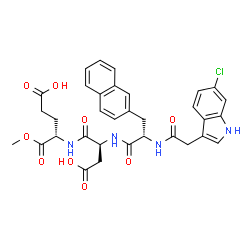 ChemSpider 2D Image | (4S)-4-{[(2S)-3-Carboxy-2-{[(2S)-2-{[(6-chloro-1H-indol-3-yl)acetyl]amino}-3-(2-naphthyl)propanoyl]amino}propanoyl]amino}-5-methoxy-5-oxopentanoic acid (non-preferred name) | C33H33ClN4O9