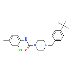 ChemSpider 2D Image | N-(2-Chloro-4-methylphenyl)-4-[4-(2-methyl-2-propanyl)benzyl]-1-piperazinecarboxamide | C23H30ClN3O