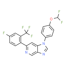 ChemSpider 2D Image | 1-[4-(Difluoromethoxy)phenyl]-6-[4-fluoro-2-(trifluoromethyl)phenyl]-1H-imidazo[4,5-c]pyridine | C20H11F6N3O