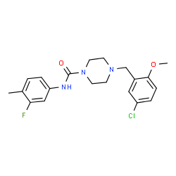 ChemSpider 2D Image | 4-(5-Chloro-2-methoxybenzyl)-N-(3-fluoro-4-methylphenyl)-1-piperazinecarboxamide | C20H23ClFN3O2