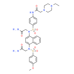 ChemSpider 2D Image | N-{4-[(2-Amino-2-oxoethyl)(4-{(2-amino-2-oxoethyl)[(4-methoxyphenyl)sulfonyl]amino}-1-naphthyl)sulfamoyl]phenyl}-2-(4-ethyl-1-piperazinyl)acetamide (non-preferred name) | C35H41N7O8S2