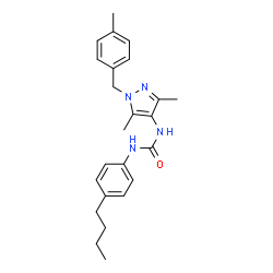 ChemSpider 2D Image | 1-(4-Butylphenyl)-3-[3,5-dimethyl-1-(4-methylbenzyl)-1H-pyrazol-4-yl]urea | C24H30N4O
