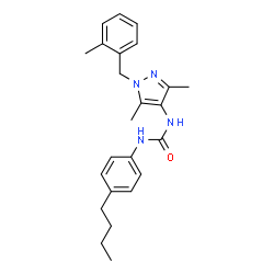 ChemSpider 2D Image | 1-(4-Butylphenyl)-3-[3,5-dimethyl-1-(2-methylbenzyl)-1H-pyrazol-4-yl]urea | C24H30N4O