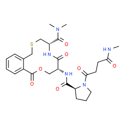 ChemSpider 2D Image | (4S,7R)-N,N-Dimethyl-7-({1-[4-(methylamino)-4-oxobutanoyl]-L-prolyl}amino)-6,10-dioxo-1,3,4,5,6,7,8,10-octahydro-9,2,5-benzoxathiazacyclododecine-4-carboxamide | C26H35N5O7S