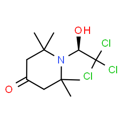 ChemSpider 2D Image | 2,2,6,6-Tetramethyl-1-[(1S)-2,2,2-trichloro-1-hydroxyethyl]-4-piperidinone | C11H18Cl3NO2