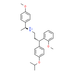 ChemSpider 2D Image | (3S)-3-(4-Isopropoxyphenyl)-3-(2-methoxyphenyl)-N-[(1S)-1-(4-methoxyphenyl)ethyl]-1-propanaminium | C28H36NO3