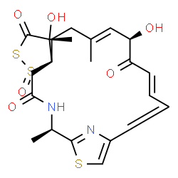 ChemSpider 2D Image | (2'R,3R,4R,9'E,11'R,13'E)-4,11'-Dihydroxy-2',4,9'-trimethyl-4'H,5H,12'H-spiro[1,2-dithiolane-3,6'-[19]thia[3,20]diazabicyclo[15.2.1]icosa[1(20),9,13,15,17]pentaene]-4',5,12'-trione 2-oxide | C22H26N2O6S3
