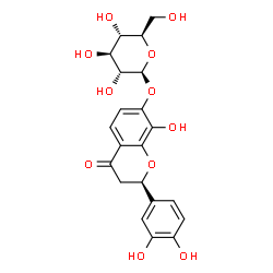ChemSpider 2D Image | (2R)-2-(3,4-Dihydroxyphenyl)-8-hydroxy-4-oxo-3,4-dihydro-2H-chromen-7-yl beta-D-glucopyranoside | C21H22O11