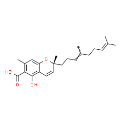 ChemSpider 2D Image | (2R)-2-[(3E)-4,8-Dimethyl-3,7-nonadien-1-yl]-5-hydroxy-2,7-dimethyl-2H-chromene-6-carboxylic acid | C23H30O4