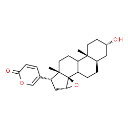 ChemSpider 2D Image | (3beta,5beta,8xi,9xi,10alpha,13alpha,14alpha,15beta)-3-Hydroxy-14,15-epoxybufa-20,22-dienolide | C24H32O4
