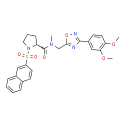 ChemSpider 2D Image | N-{[3-(3,4-Dimethoxyphenyl)-1,2,4-oxadiazol-5-yl]methyl}-N-methyl-1-(2-naphthylsulfonyl)prolinamide | C27H28N4O6S