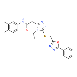 ChemSpider 2D Image | N-(3,4-Dimethylphenyl)-2-(4-ethyl-5-{[(5-phenyl-1,3,4-oxadiazol-2-yl)methyl]sulfanyl}-4H-1,2,4-triazol-3-yl)acetamide | C23H24N6O2S