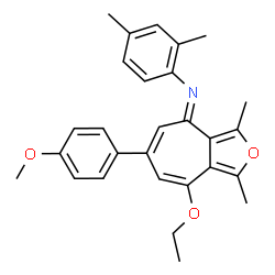 ChemSpider 2D Image | (4E)-N-(2,4-Dimethylphenyl)-8-ethoxy-6-(4-methoxyphenyl)-1,3-dimethyl-4H-cyclohepta[c]furan-4-imine | C28H29NO3