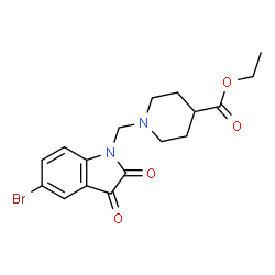 ChemSpider 2D Image | Ethyl 1-[(5-bromo-2,3-dioxo-2,3-dihydro-1H-indol-1-yl)methyl]-4-piperidinecarboxylate | C17H19BrN2O4