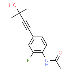 ChemSpider 2D Image | N-(2-Fluoro-4-(3-hydroxy-3-methylbut-1-yn-1-yl)phenyl)acetamide | C13H14FNO2
