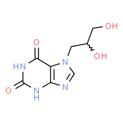 ChemSpider 2D Image | 7-(2,3-Dihydroxypropyl)-3,7-dihydro-1H-purine-2,6-dione | C8H10N4O4