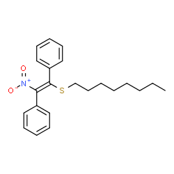 ChemSpider 2D Image | 1,1'-[(E)-1-Nitro-2-(octylsulfanyl)-1,2-ethenediyl]dibenzene | C22H27NO2S
