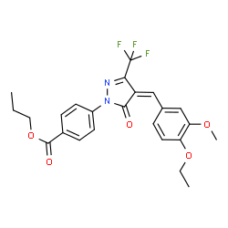 ChemSpider 2D Image | Propyl 4-[(4Z)-4-(4-ethoxy-3-methoxybenzylidene)-5-oxo-3-(trifluoromethyl)-4,5-dihydro-1H-pyrazol-1-yl]benzoate | C24H23F3N2O5