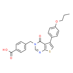 ChemSpider 2D Image | 4-{[4-Oxo-5-(4-propoxyphenyl)thieno[2,3-d]pyrimidin-3(4H)-yl]methyl}benzoic acid | C23H20N2O4S