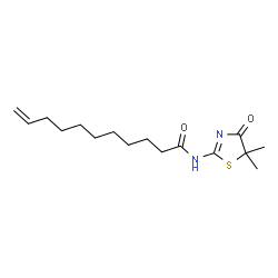 ChemSpider 2D Image | N-(5,5-Dimethyl-4-oxo-4,5-dihydro-1,3-thiazol-2-yl)-10-undecenamide | C16H26N2O2S