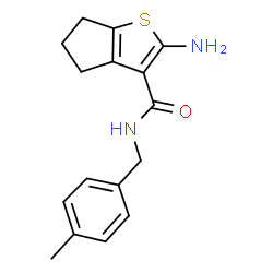 ChemSpider 2D Image | 2-Amino-N-(4-methylbenzyl)-5,6-dihydro-4H-cyclopenta[b]thiophene-3-carboxamide | C16H18N2OS